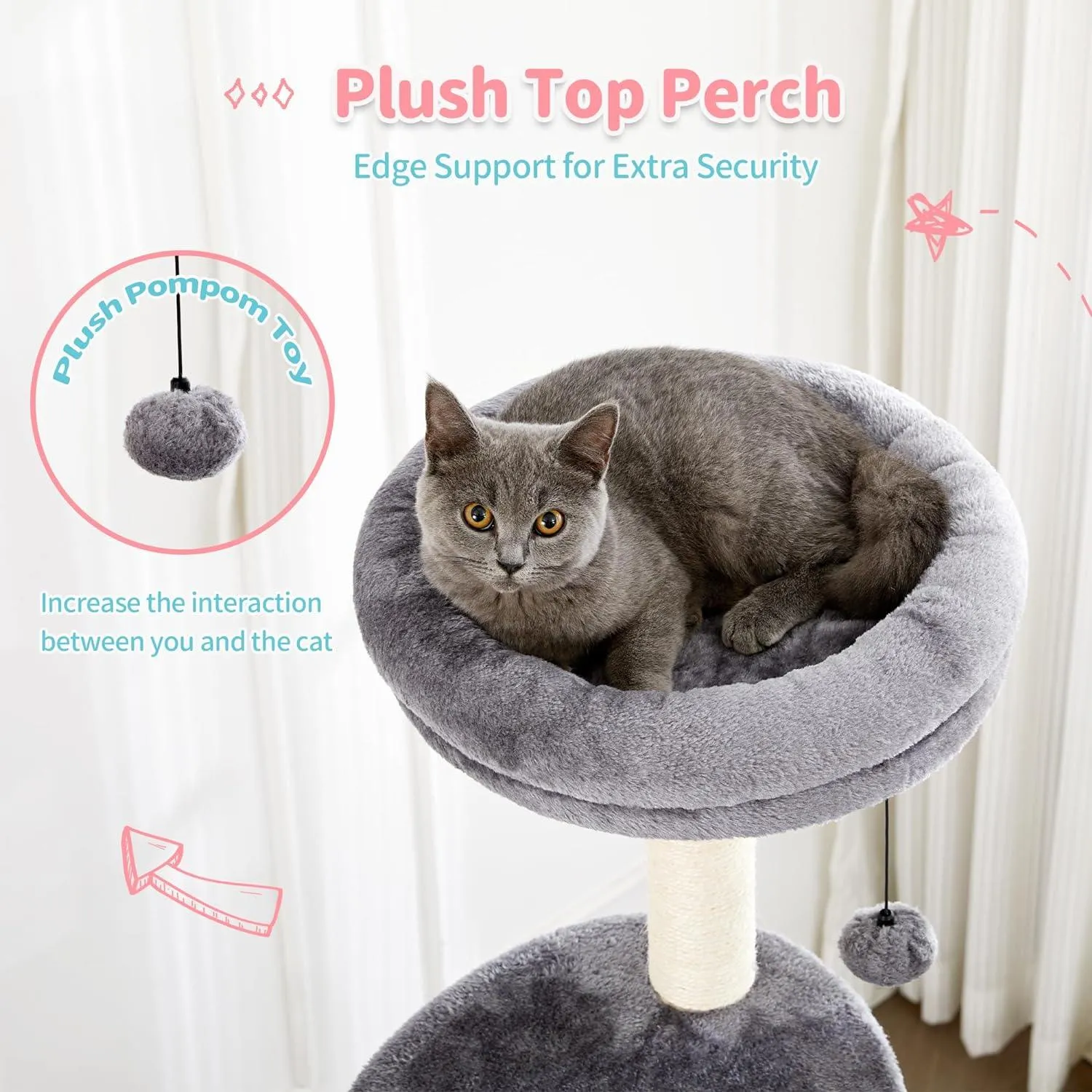 5-Level 60.2" Large Cat Tower with Soft Hammock & Scratch Posts