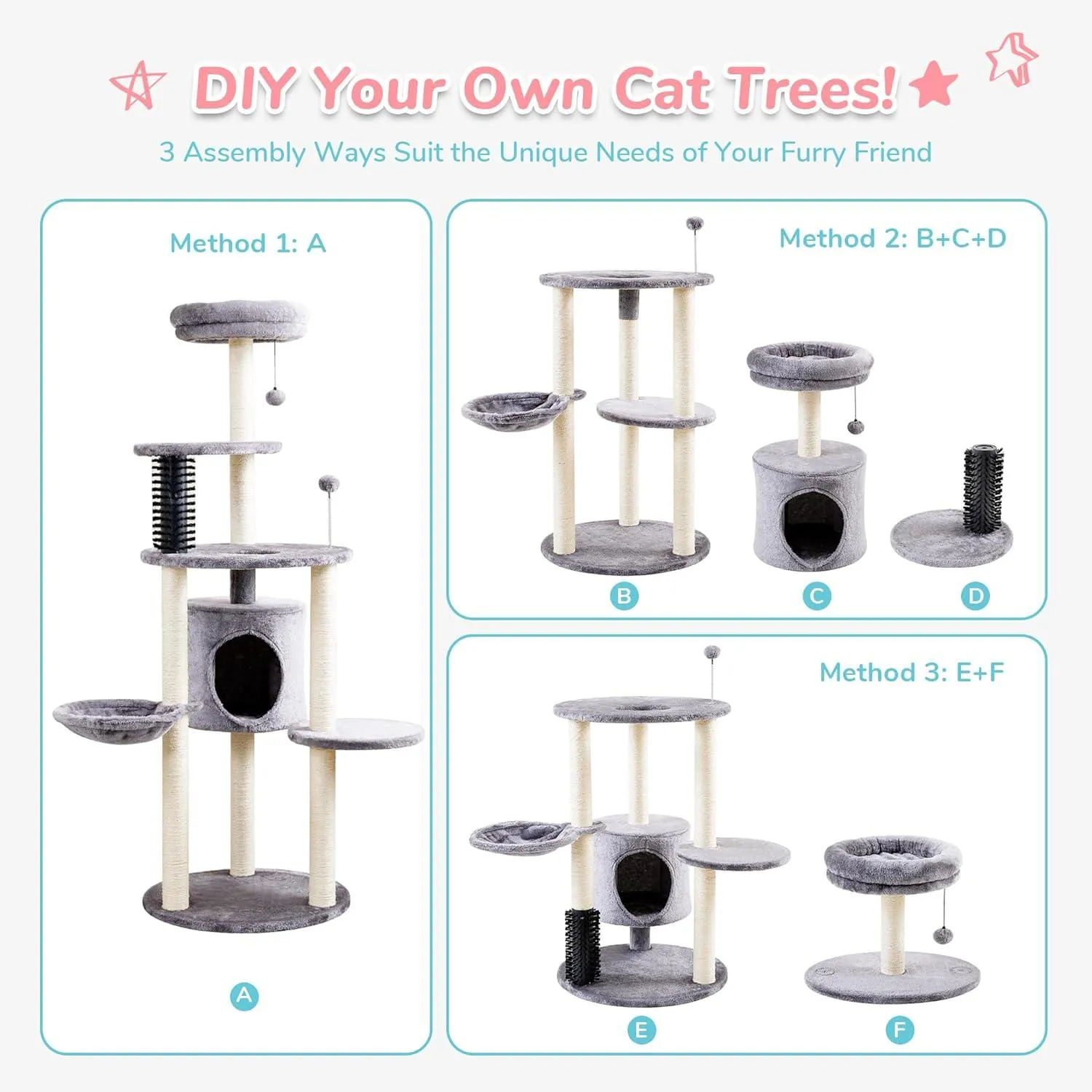 5-Level 60.2" Large Cat Tower with Soft Hammock & Scratch Posts
