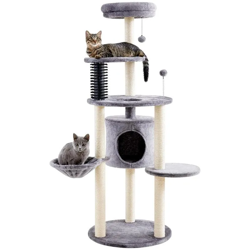 5-Level 60.2" Large Cat Tower with Soft Hammock & Scratch Posts