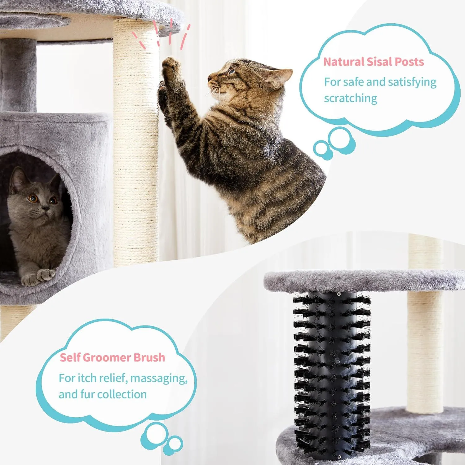 5-Level 60.2" Large Cat Tower with Soft Hammock & Scratch Posts