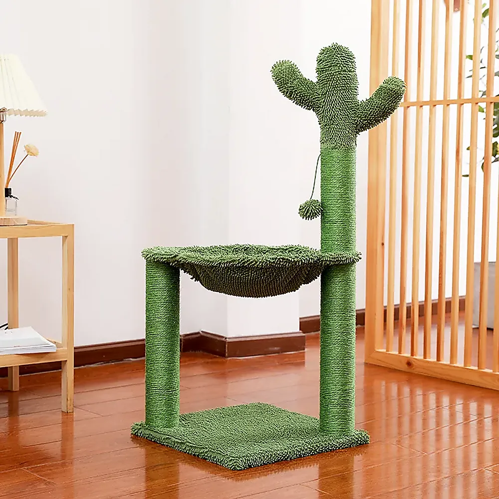 85cm Cactus Cat Tree Tower with Sisal Posts & Pom-Pom