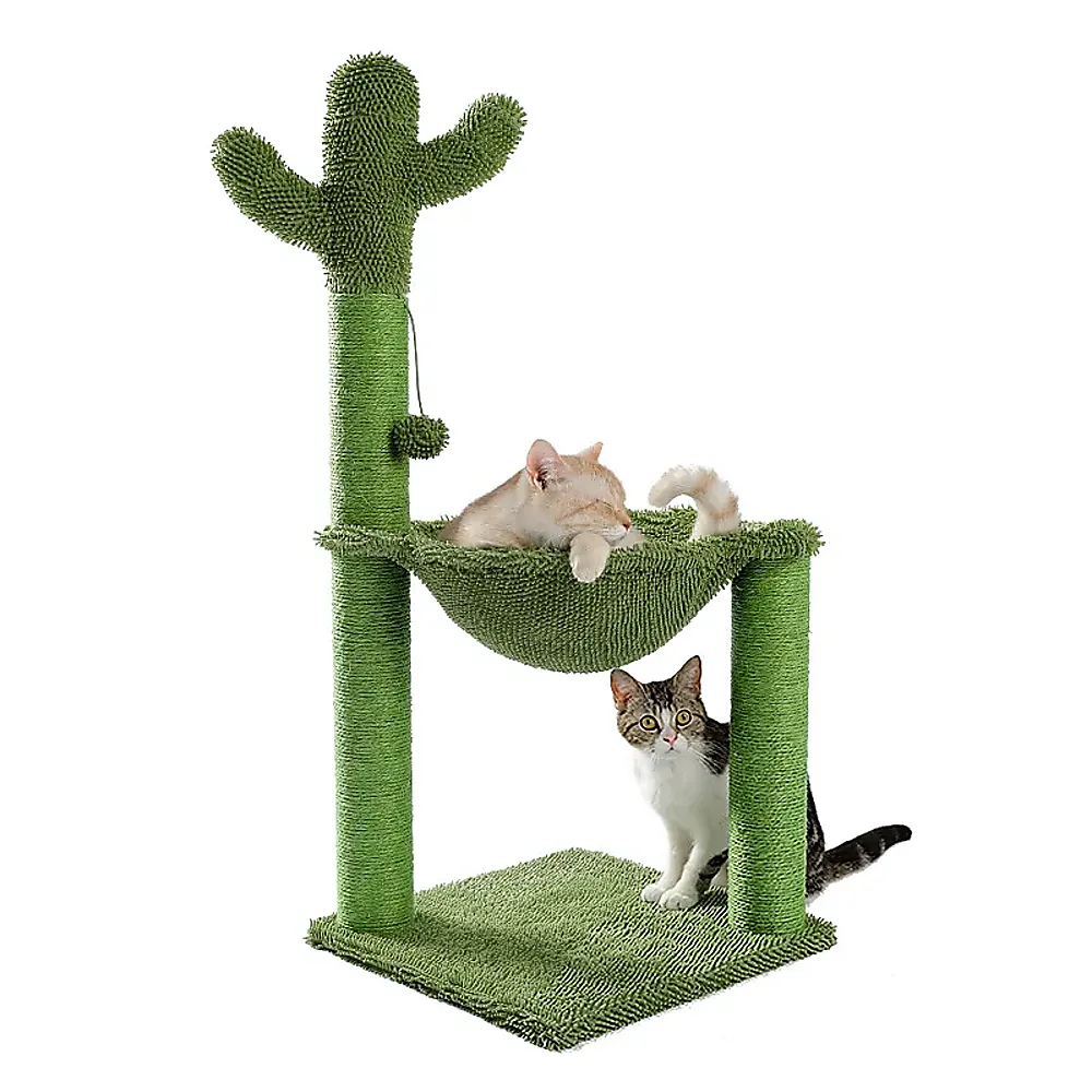 85cm Cactus Cat Tree Tower with Sisal Posts & Pom-Pom