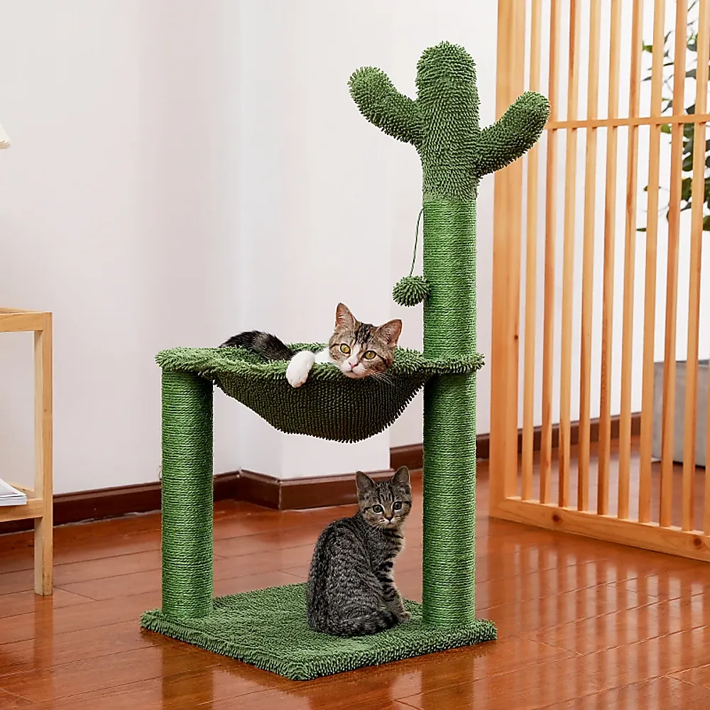 85cm Cactus Cat Tree Tower with Sisal Posts & Pom-Pom