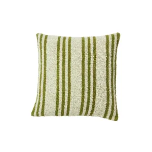 Boucle Trio Stripe Cushion - Khaki Ivory