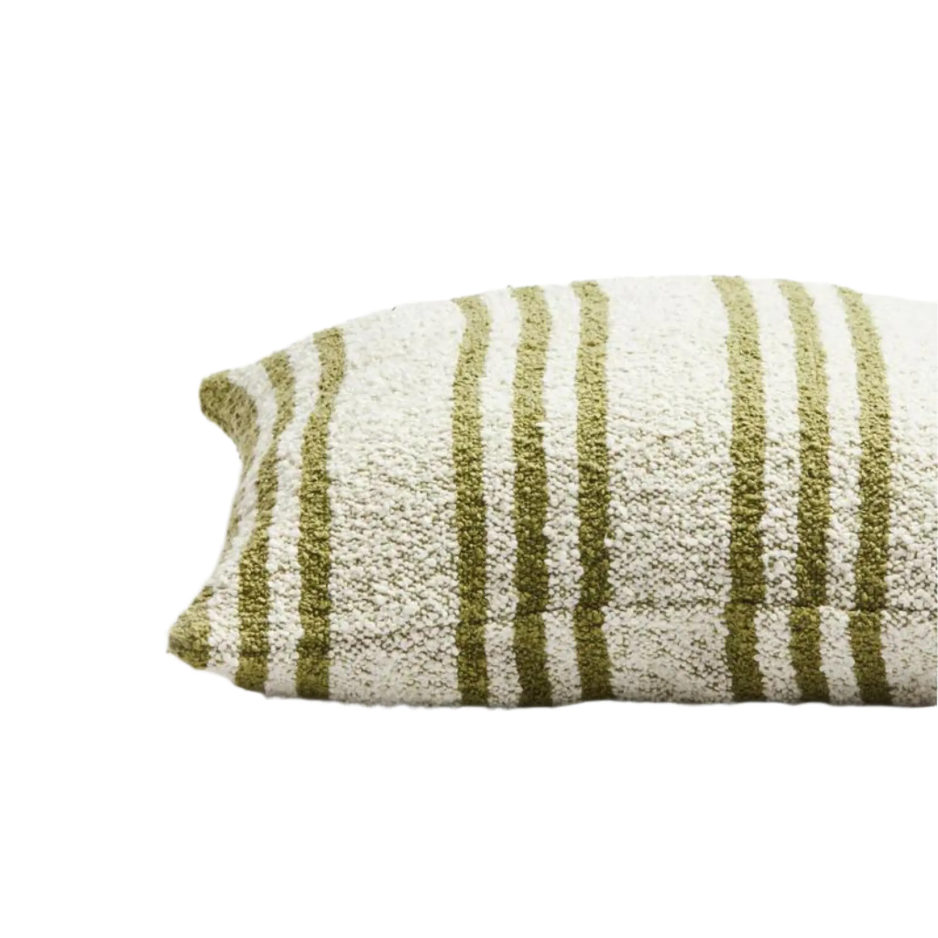Boucle Trio Stripe Cushion - Khaki Ivory