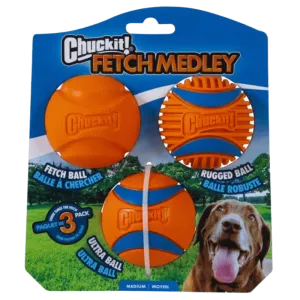 CHUCKIT! Fetch Medley Assorted Medium (3Pk) 6.5cm