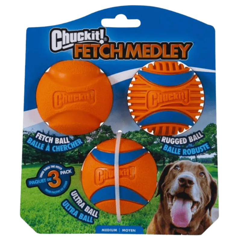 CHUCKIT! Fetch Medley Assorted Medium (3Pk) 6.5cm