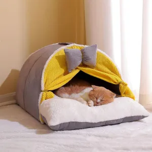 Cozy Bow-Tent Cat Bed