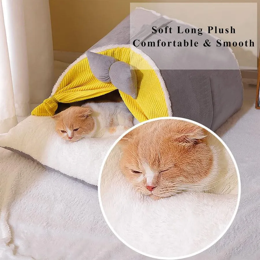 Cozy Bow-Tent Cat Bed