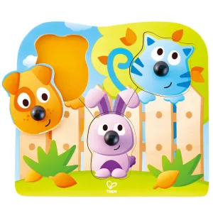 Hape Big Nose Pet Puzzle - 4 Piece Wooden Puzzle Toy