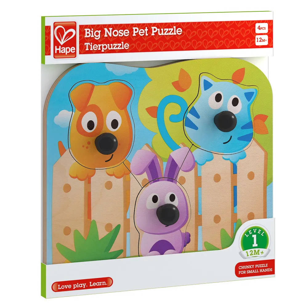 Hape Big Nose Pet Puzzle - 4 Piece Wooden Puzzle Toy
