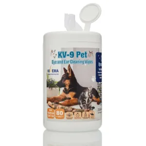 KIVEMA Dog Eye Wipes Tear Stain, Daily Cat Dog Eye Cleaner, Pet Tear Stain Remover Removes Dirt and Discharge Around The Eye and Ear Area (80 Wipes Jar)