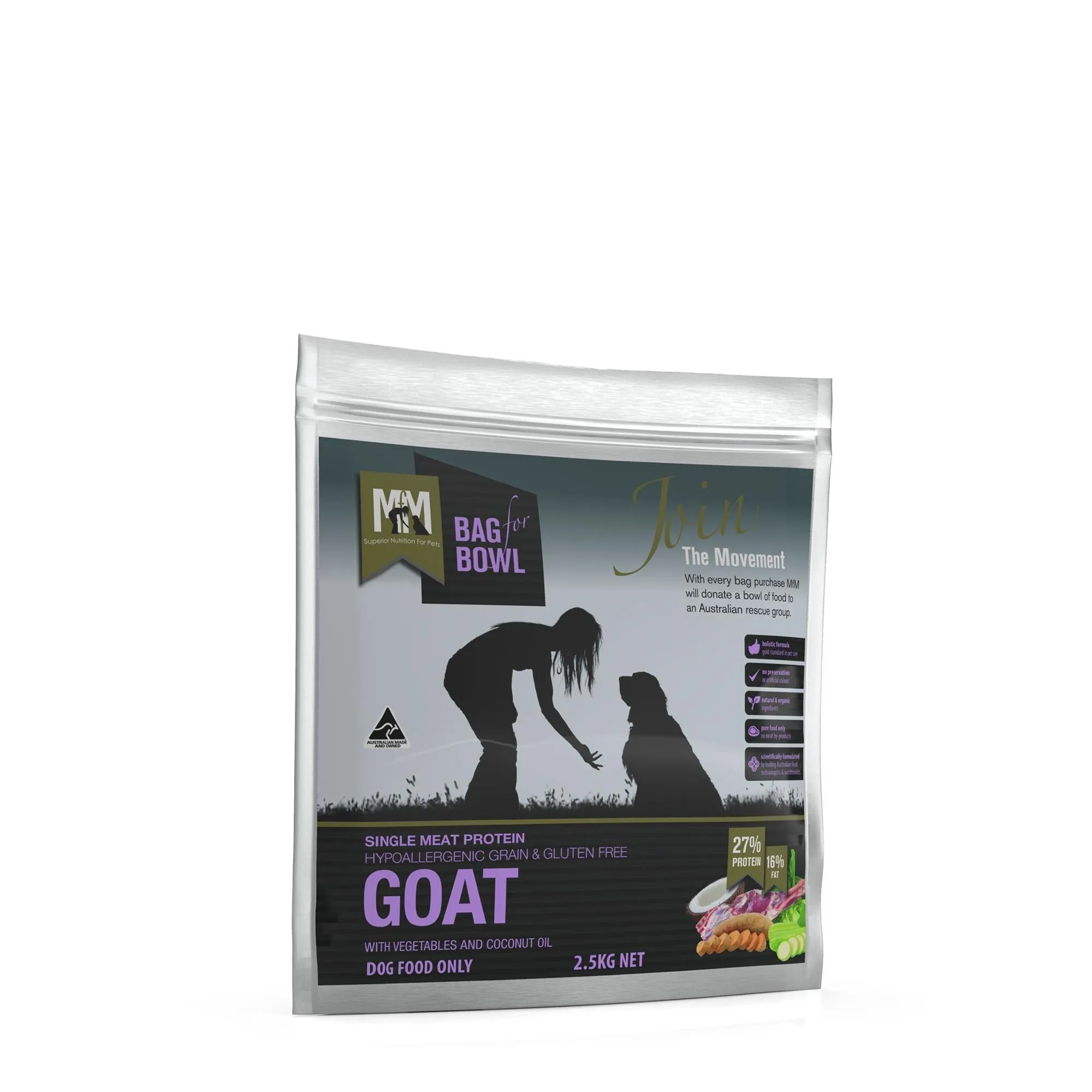 Meals for Mutts Grain Free Single Protein Goat Dry Dog Food 2.5kg