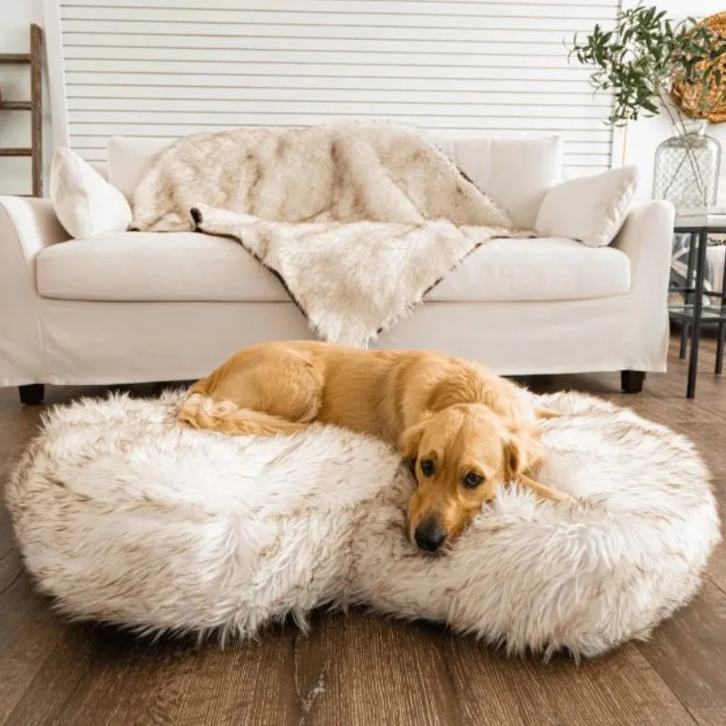 Paw Brands, PupCloud™ Faux Fur Memory Foam Dog Bed, Curve White