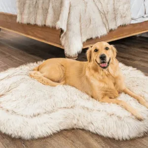 Paw Brands, PupCloud™ Faux Fur Memory Foam Dog Bed, Curve White