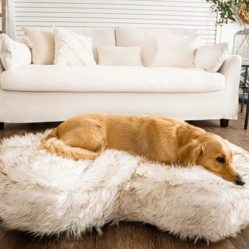 Paw Brands, PupCloud™ Faux Fur Memory Foam Dog Bed, Curve White