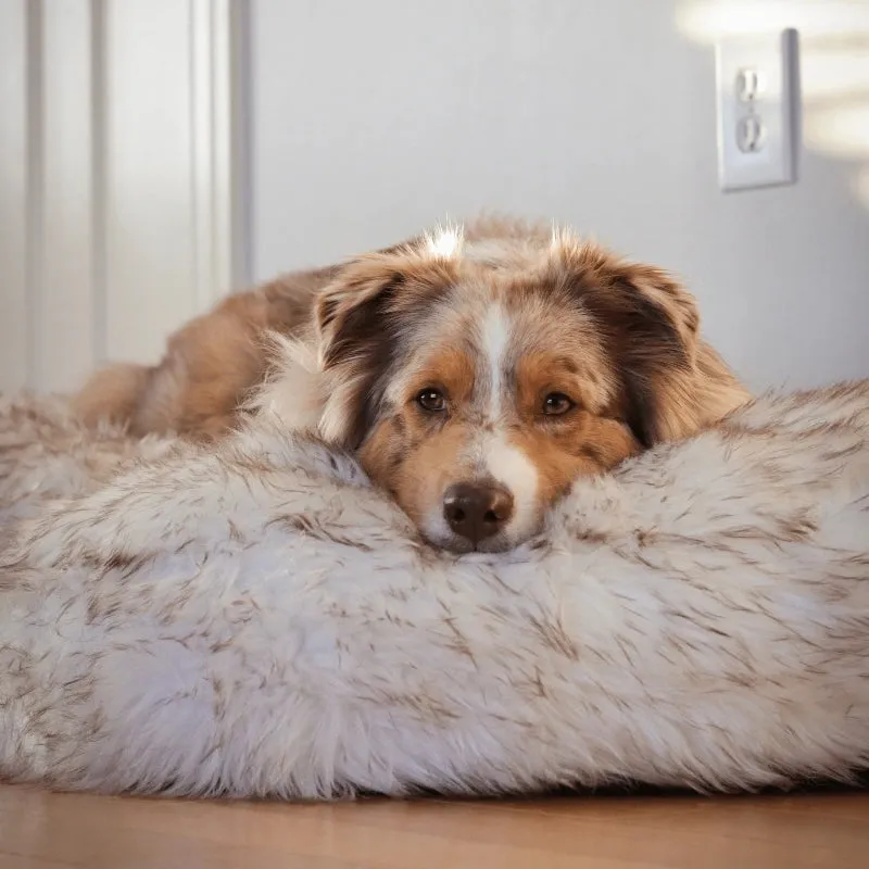 Paw Brands, PupCloud™ Faux Fur Memory Foam Dog Bed, Curve White