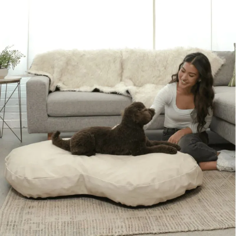 Paw Brands, PupCloud™ Faux Leather Memory Foam Dog Bed, Cream