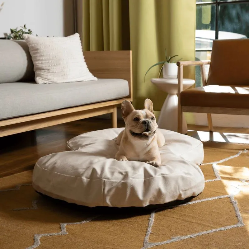 Paw Brands, PupCloud™ Faux Leather Memory Foam Dog Bed, Cream