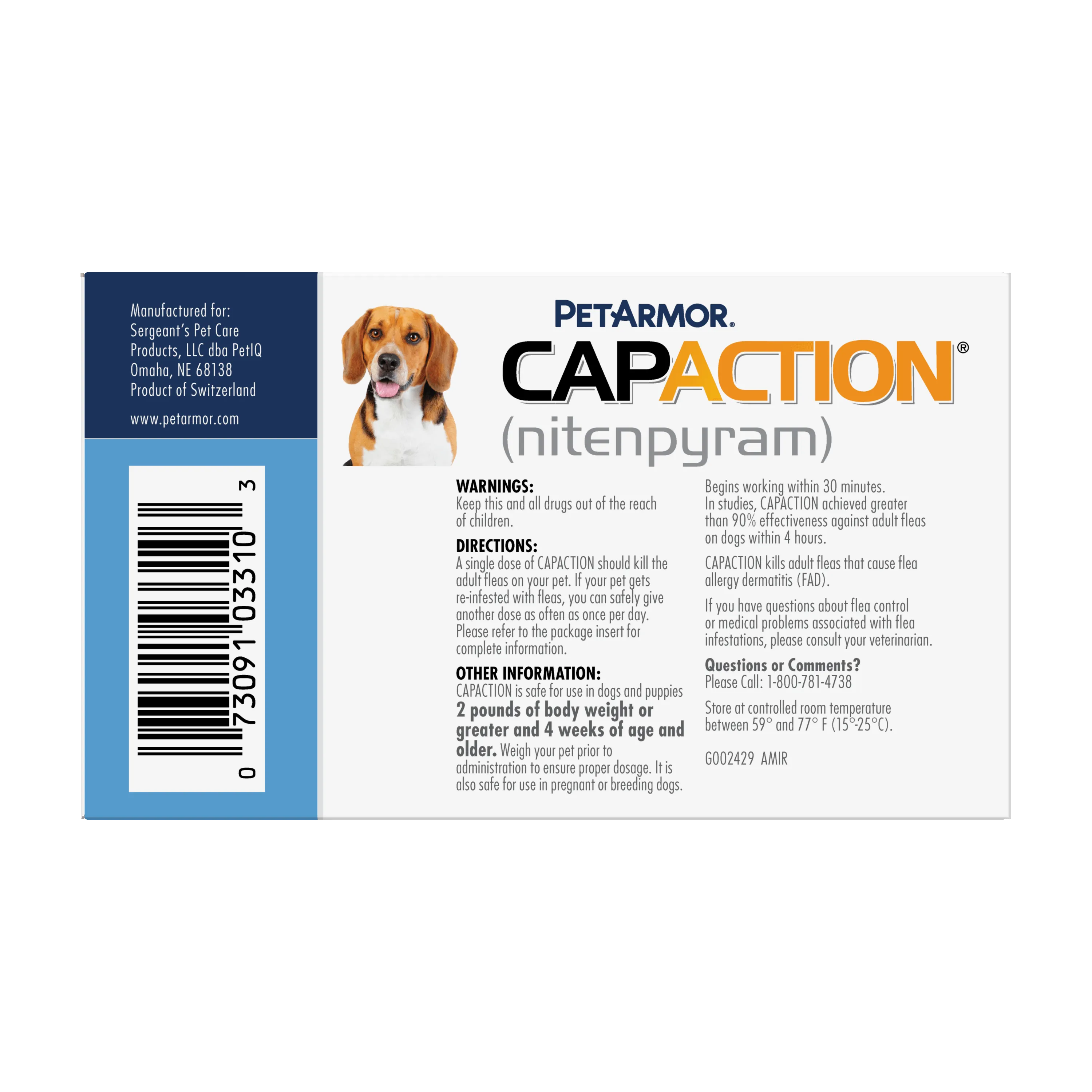 Petarmor Capaction Fast-Acting Oral Flea Treatment for Medium & Large Dogs