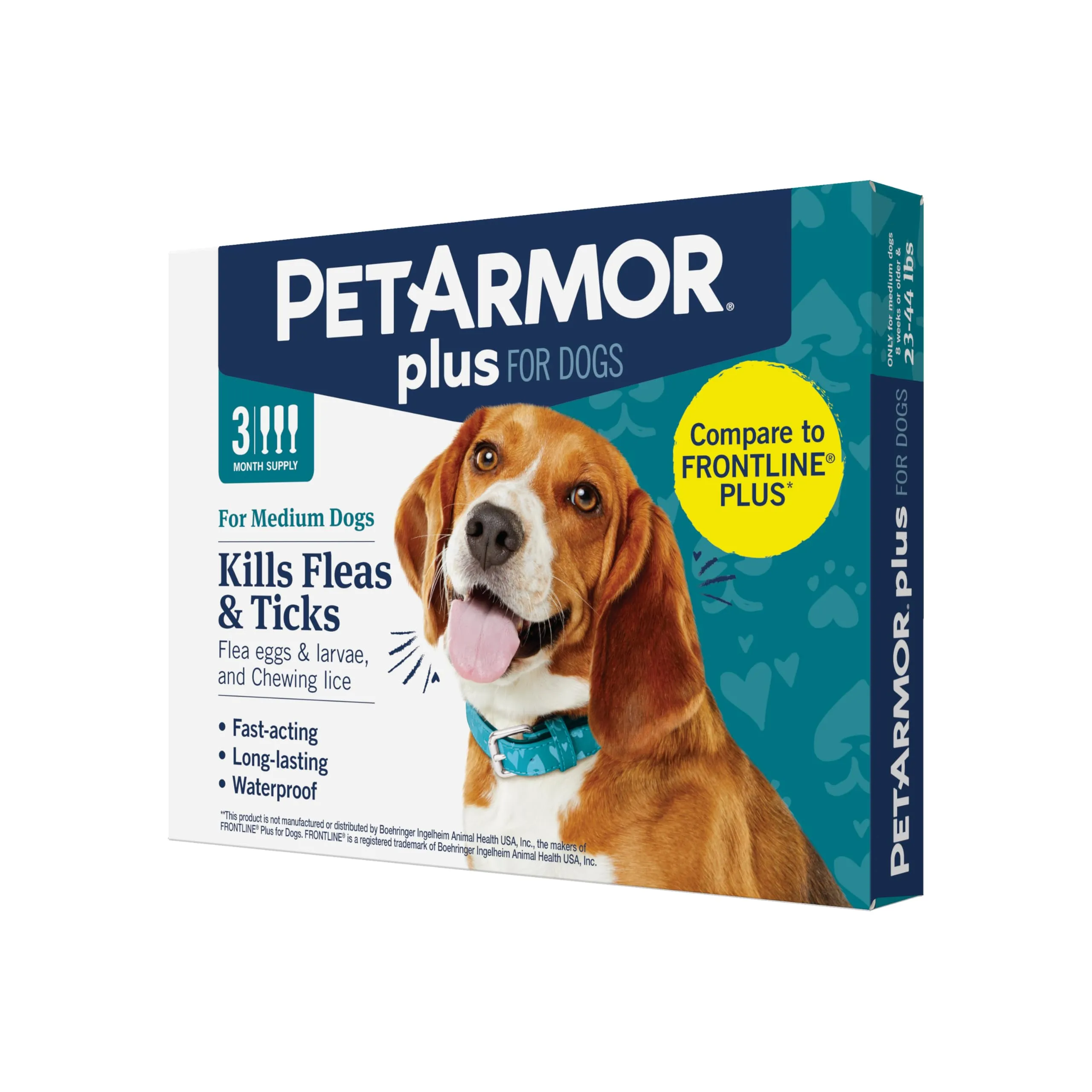 PetArmor Plus Flea and Tick Prevention for Dogs, Dog Flea and Tick Treatment, 3 Doses, Waterproof Topical, Fast Acting, Small Dogs (5-22 lbs)