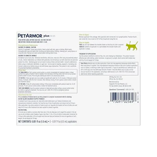 PetArmor Plus Flea and Tick Prevention for Dogs, Dog Flea and Tick Treatment, 3 Doses, Waterproof Topical, Fast Acting, Small Dogs (5-22 lbs)