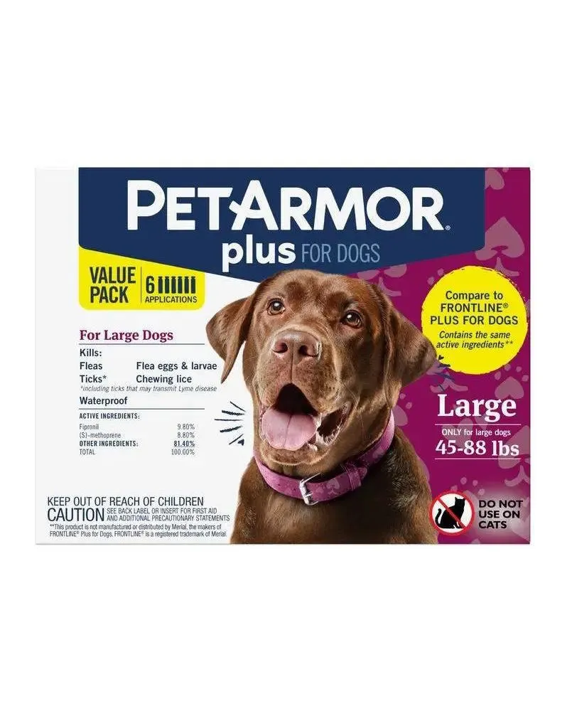 PetArmor Plus Flea and Tick Topical Treatment for Dogs - 45-88lbs - 6 Month Supply
