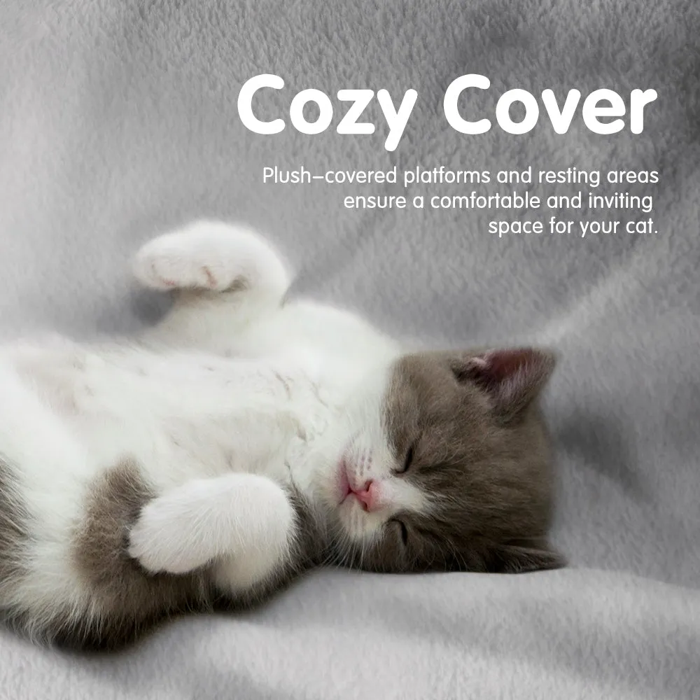 Petzly Cat Tree Tower Scratching Post Scratcher Condo House Bed 164cm Grey