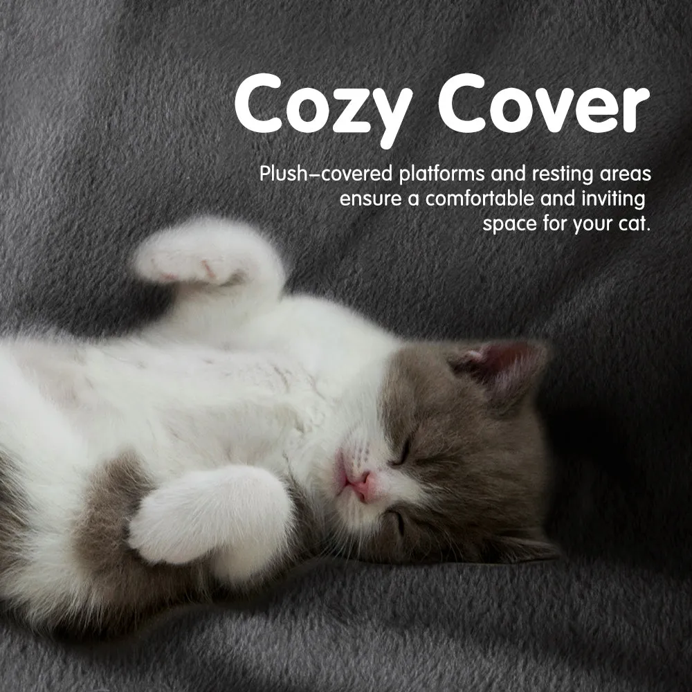 Petzly Cat Tree Tower Scratching Post Scratcher Condo House Bed 180cm Dark Grey