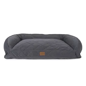 Quilted Microfiber Personalized Bolster Dog Bed Charcoal