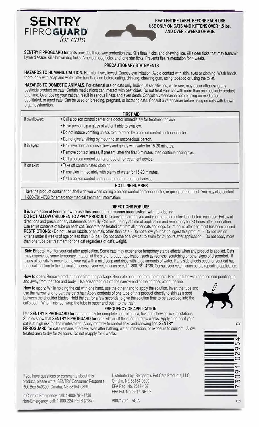 Sentry FiproGuard for Cats