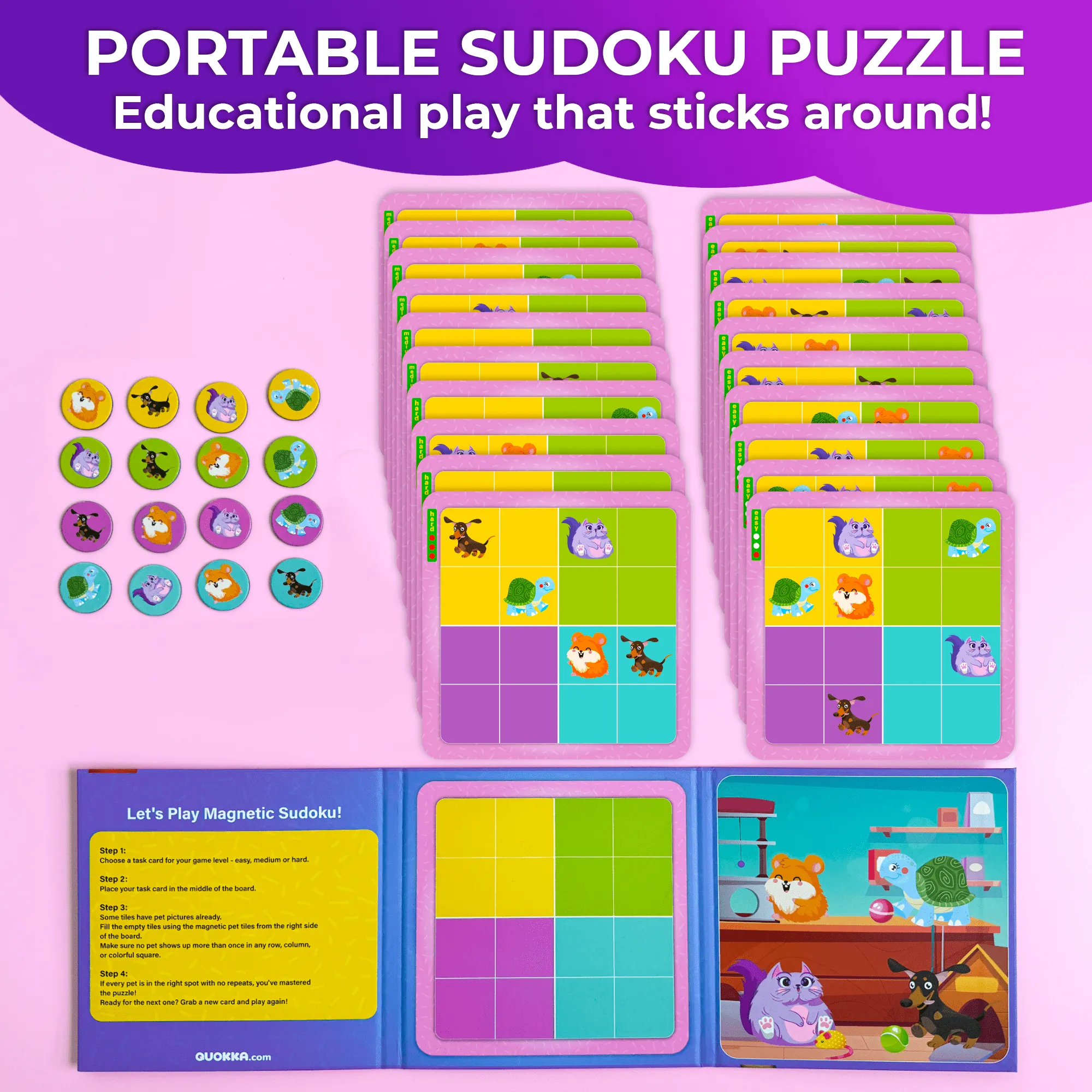 Sudoku Magnetic Puzzle Book for Kids | 20 pcs with 3 Levels
