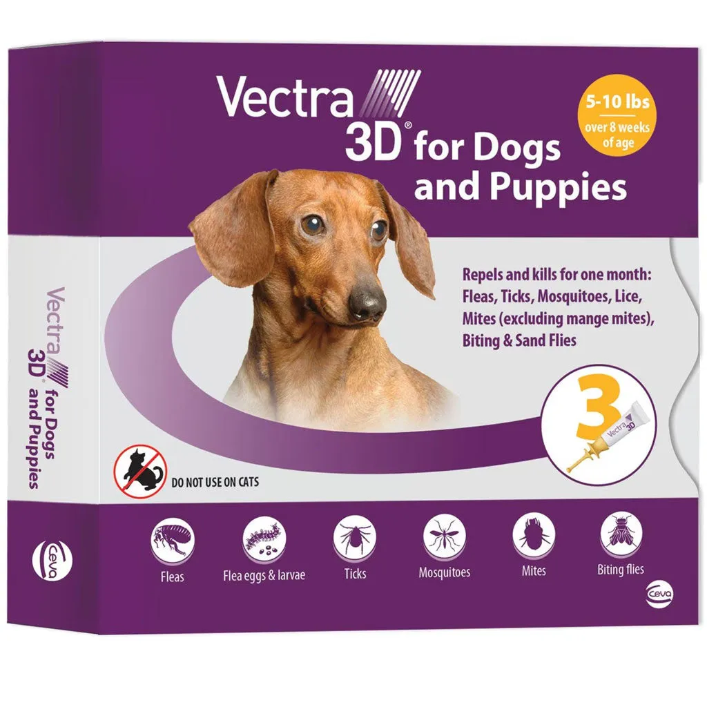 Vectra 3D Flea and Tick Spot Treatment for Dogs & Puppies, 5-10 lbs