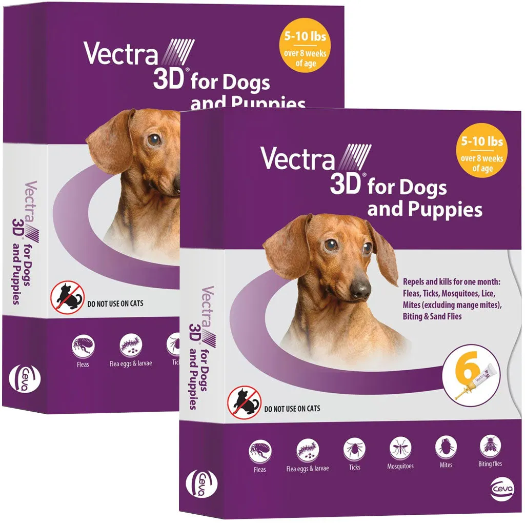 Vectra 3D Flea and Tick Spot Treatment for Dogs & Puppies, 5-10 lbs