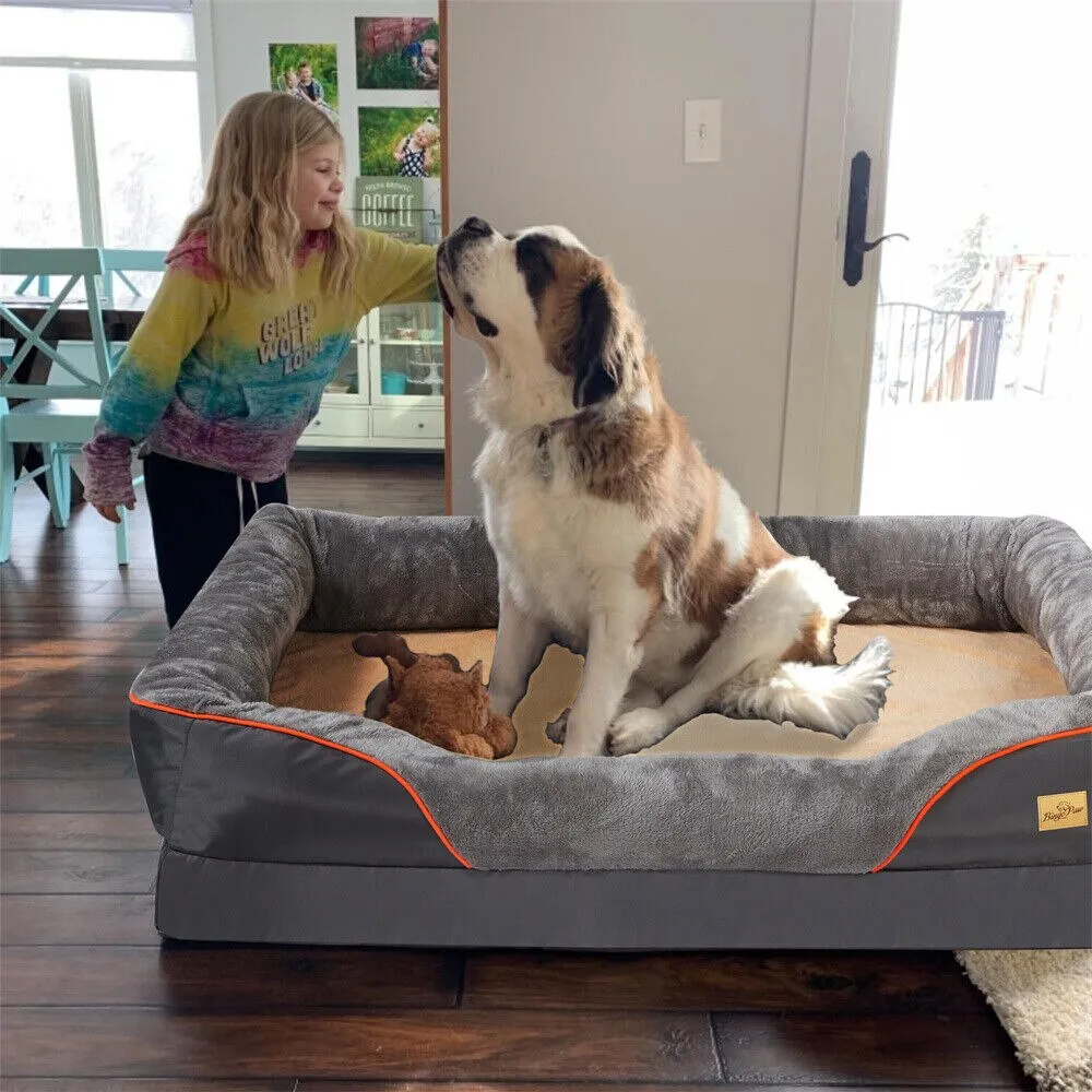 Waterproof Extra Large Orthopedic Dog Bed: Cozy and Supportive Lounge Sofa Bed with Sponge Foam Dog Bedding