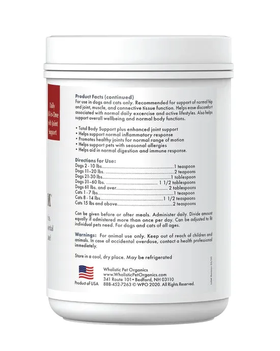 Wholistic Pet Organics Joint Mobility With Green Lipped Mussels For Dogs & Cats